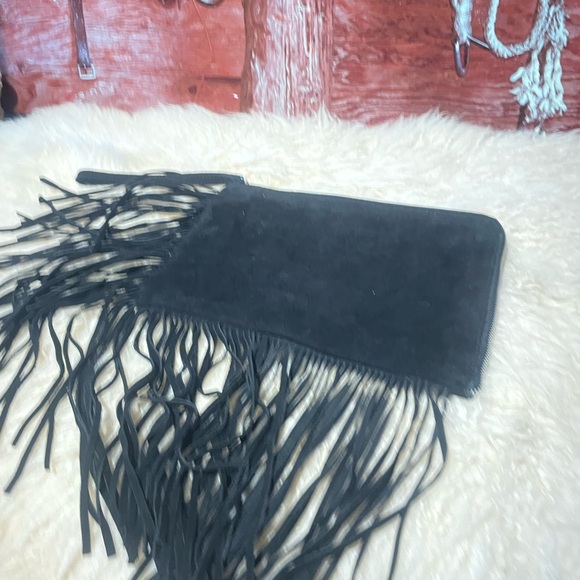 New Garuglieri Italian suede fringe clutch - Picture 2 of 4